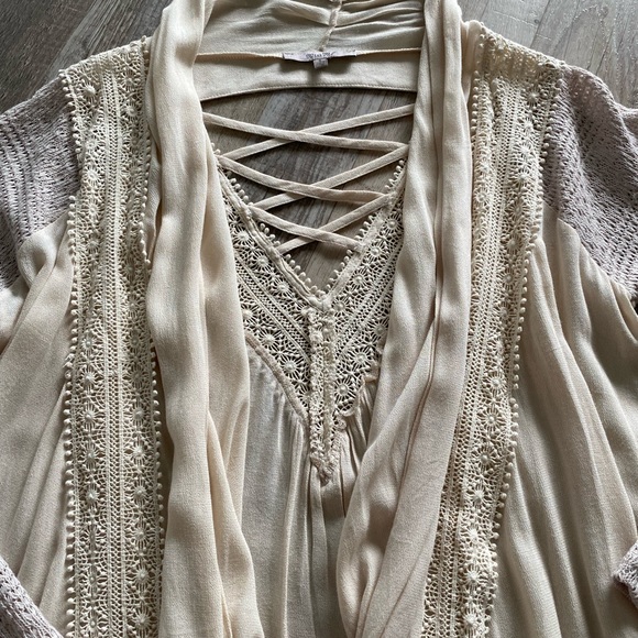 Miss Me Cream Drape Collar Cardigan- Size S - Picture 2 of 16